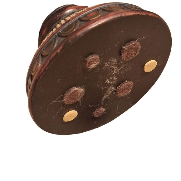 Ornate Lidded Jar Pedestal Spherical Finial Heavy Carved Woven Resin Urn Decor - Picture 9 of 16